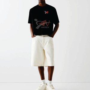 T-shirt à logo personnalisé, 240GSM, surdimensionné, blanc, court, en coton lourd, épaules tombantes, coupe ample, pour hommes - Product Image 5