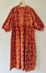 Vestido MIDI informal de verano holgado con estampado floral de bloque largo cuello profundo cierre de cordón minivestido de cintura natural - Product Image 5