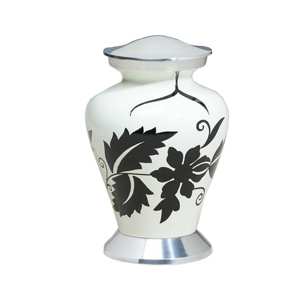 Amazon งานฝีมือโลหะโกศสีขาวพิมพ์ด้วยมือสำหรับงานศพขี้เถ้ากระดูกร้อน - Product Image 1