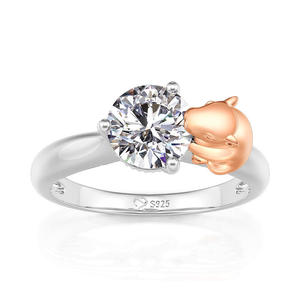 Jeulia Hug Me Capybara <b>Ring</b>-round Cut Sterling Silver 18K Plated <b>Adjustable</b> <b>Ring</b> - Product Image 3