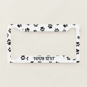 White Black Paw Prints LED <b>License</b> <b>Plate</b> Frame Car Decoration Number <b>Plate</b> <b>Holder</b> for Ford BMW Chevrolet - Product Image 1