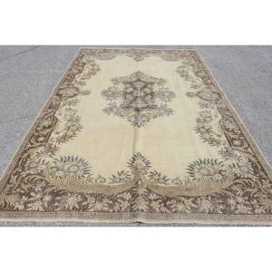 Classic Beige <b>Brown</b> 7.1 X 10.6 ft <b>Wool</b> Rug Patchwork Turkish Design for Entryway Living Bedroom Latex Rectangular Sideboard Rugs - Product Image 1
