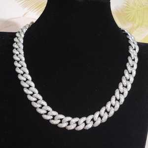 Collar de Cadena Cubana Miami Iced Out con Diamantes de Moissanita, Plata 925, Joyería Fina, Estilo Hip Hop, Moderno, para Fiesta de Raperos, para Hombres - Product Image 1