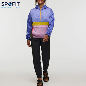 แจ็กเก็ตกันลมมีฮู้ดสำหรับผู้หญิงระบายอากาศได้ดีพิมพ์ลายน้ำหนักเบากันน้ำมีซิปปิดวัสดุไนลอนสำหรับใช้งานกลางแจ้ง - Product Image 3