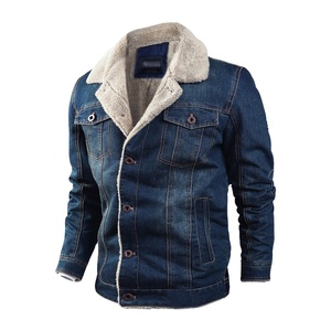 Veste Denim Polaire pour Homme, Manteau Streetwear Solide en Coton, Décontracté, Chaud, Cowboy, Hiver, 2025 - Product Image 2