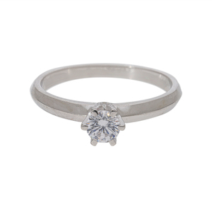 Anillo de compromiso de oro de 14 quilates clásico de seis puntas, belleza atemporal con diamante de corte redondo natural brillante - Product Image 1