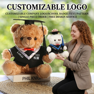 Oso <span class=keywords><strong>de</strong></span> Peluche Personalizado Aika para Graduación Académica, Túnica Negra, Adorno Colorido con Cuello en V, Regalo <span class=keywords><strong>de</strong></span> Lujo para Estudiantes - Product Image 2