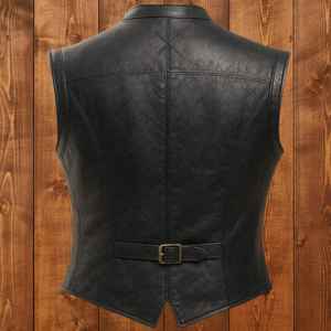 Nuevo chaleco de cuero vacuno estilo vintage para hombre con cierre de cremallera Magnifico Merchants - Product Image 4