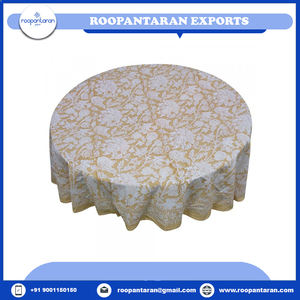 100% Cotton Jacquard <b>Tablecloth</b> Hand Block Printed <b>Embroidered</b> 20 Sheeting 180 CMS Well Absorbing Woven Technique for Party - Product Image 2