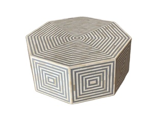 Tabouret cylindrique en MDF incrusté d'os en gros incrusté d'os tabouret de salon moderne de bonne qualité pour chambre à coucher - Product Image 6