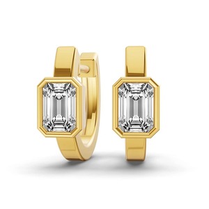 Stepcut Emerald Lab Grown Diamond Earring 1.00 Ct Tw F-G Color VS Clarity 2 Diamonds 14K <b>Solid</b> <b>Gold</b> Luxury Party Wedding - Product Image 2