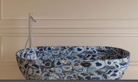 Évier en pierre d'agate pour salle de bain, appartement, lavabo rectangulaire en marbre, lavabo à poser sur comptoir, utilisation domestique, décoration intérieure