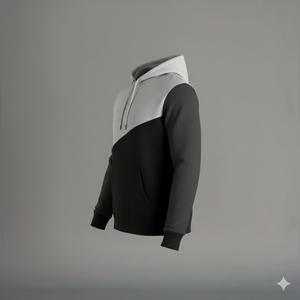 Nouveau design, sweat-shirt pour homme à col haut, fermeture éclair asymétrique, boutonnière, double cordon de serrage, coupe ajustée, veste décontractée, OEM - Product Image 3