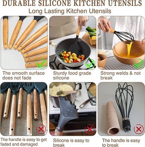 Set di 33 Utensili da Cucina in Silicone Antiaderente di Grado Alimentare, Marca ZONWIN, con Manico in Legno per Cucina Domestica - Product Image 4