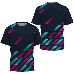 Mode dégradé rayure impression t-shirt pour hommes Badminton Table formation hommes vêtements été décontracté hauts sport T-Shirts - Product Image 4