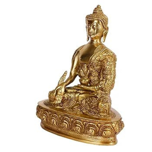 Estatua de Buda de latón con acabado antiguo, artesanía india de alta calidad, escultura tibetana de meditación Art Deco para decoración del hogar - Product Image 3