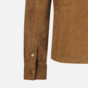 Camisa de gamuza hecha a mano para mujer hecha en fábrica Camisa de estilo de cuero suave al tacto con cintura y cuello ajustables - Product Image 4