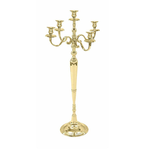 Top atractivo brillante chapado en oro candelabro de 5 brazos mejor calidad tamaño alto Metal aluminio candelabro hogar boda cristal - Product Image 4