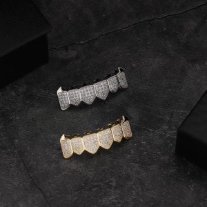 Personalizado hombres Hip Hop Iced Grillz 14K chapado en oro blanco VVS Moissanite diamante dientes Grillz 925 joyería de plata regalo perfecto - Product Image 3