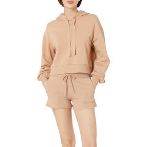 Customizable Cotton Cropped <b>Hoodie</b> for Women Breathable Women's Clothing-Wholesale Manufacturer with Blank Logo - Product Image 3