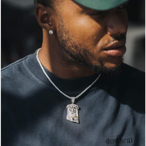 Shinny Hip Hop Jesus Face Completamente Iced Out Colgante Adornado con Moissanite brillante redondo VVs Diamantes 10K Oro blanco D Incoloro - Product Image 2