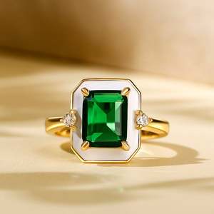 Jeulia Fashionable Halo <b>Emerald</b> Cut Diamond Adjustable <b>Ring</b> Rose Gold Plated Sterling <b>Silver</b> - Product Image 6