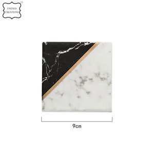Customizable Classic Style Ceramic Marble Coaster Set <b>Combined</b> Wooden <b>Square</b> Coaster with Marble Finish Customizable Size - Product Image 6