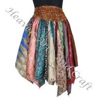 Rok Tari Tribal Urban DS021, Rok Pendek Model Goldie, Rok Patchwork Sari Vintage, Ukuran Besar, Rok Wanita, Terlaris