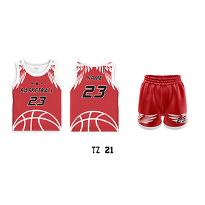 Ensemble de maillots de basket-ball pour enfants GLOWING NEON INDUSTRY, rouge, en maille polyester, sans manches, uniforme personnalisé avec numéro et nom, vêtements de sport - Product Image 1
