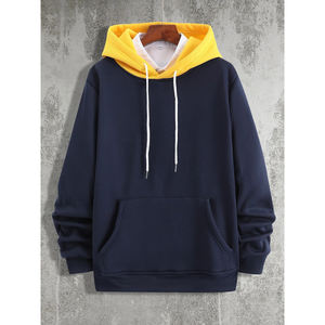 เสื้อฮู้ดดี้สไตล์ลำลองสีตัดกันสำหรับผู้ชาย ผ้าฝ้ายฟลีซคุณภาพสูง เสื้อฮู้ดดี้สตรีทแวร์สำหรับฤดูหนาว - Product Image 3