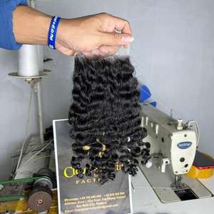 Extensiones de cabello humano rizado birmano natural precio al por mayor paquetes de doble dibujado virgen cruda con cierre de encaje - Product Image 2