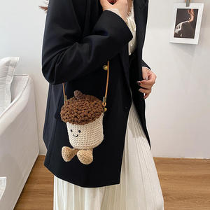 Crochet Children's Breathable Wear-Resistant Cone Shaped Cotton Yarn Knitted Eco-Friendly Fashion Crossbody <b>Bag</b> <b>Coin</b> Purse for - Product Image 3
