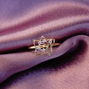 Anillo con forma de flor de diamante Natural certificado IGI, oro de 18 quilates, ligero, minimalista, elegante, atemporal, Moderno - Product Image 2