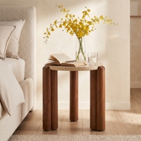 Table d'appoint ronde moderne en travertin, table d'appoint en bois massif, table basse en marbre, mobilier de maison, vente en gros, fabricant sur mesure