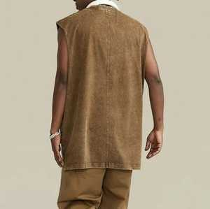 High Quality 2025 Heavyweight <b>Muscle</b> Gym <b>Vest</b> T-shirts <b>Men</b> Custom Black Cropped Boxy <b>Fit</b> Sleeveless Tank Top Tee Shirts - Product Image 3