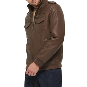 แจ็คเก็ตหนังแกะแท้ขายส่งสำหรับผู้ชาย เสื้อคลุมแขนยาว คุณภาพสูง กันลม แจ็คเก็ตหนังแบบมีซิป - Product Image 3