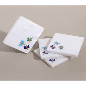 <b>Silver</b> Furniture White Metal Furniture Bone Inlay Furniture Premium Mother of Pearl Coaster Set Hotels & Restaurant - Product Image 2