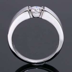Bague de mariage pour homme en argent sterling 925, solitaire diamant rond brillant de 6,5 mm, 1 carat, moissanite classique de haute qualité, D VVS1 - Product Image 5