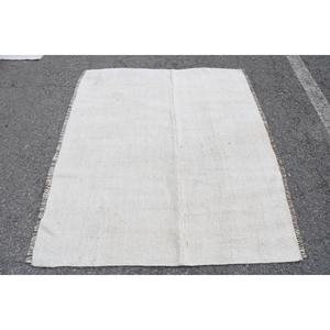 Tapis turc vintage 5,6x4,5 pieds, tapis en laine blanc patchwork avec envers en latex, respectueux de l'environnement - Product Image 3