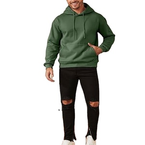 Nueva llegada de los hombres 100% algodón pulóver sudaderas con capucha Color sólido personalizable tamaño y logotipo OEM servicio básico algodón mezclado sudaderas con capucha - Product Image 4
