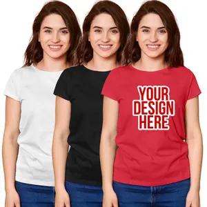 2024 Damen individuelles Logo weich Slim fit dicke Baumwolle Puff bedruckte T-Shirts direkt vom Werk Preis aus Bangladesch mit günstiger Kosten