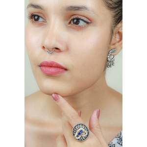 925 Silver Septum <b>Ring</b> Nazakat Tribal Rawa Work Body Jewelry Piercing Jewelry with <b>Titanium</b> and Stainless Steel 14K Material - Product Image 3