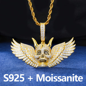 Collier pendentif diamant Moissanite en argent 925 Hip Hop de luxe accessoire de qualité supérieure avec conception de démon ailes d'ange déchu - Product Image 5