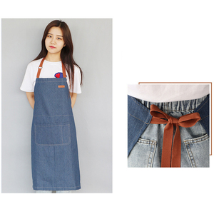 Venta al por mayor personalizado Chef trabajo babero delantal algodón restaurante barman delantal de mezclilla para la limpieza - Product Image 3