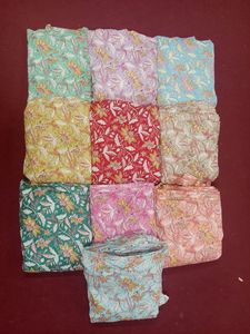 ผ้าพิมพ์ลายดอกไม้อินเดีย, ผ้าพิมพ์บล็อก, ผ้าฝ้ายอินเดีย, ผ้าชุด, ผ้าเย็บตามลาน, ผ้าสำหรับผ้าม่าน - Product Image 5