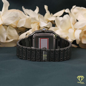 Lujoso reloj de Hip Hop completamente helado de 20mm de acero inoxidable Ban para hombre, esfera analógica Vintage mecánica de moissanita de corte negro personalizada - Product Image 5