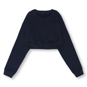 Custom <b>Women's</b> Crop Top Hoodie Casual Oversize Pullover with Solid <b>Pattern</b> Acid Wash Technics Hooded Collar - Product Image 5