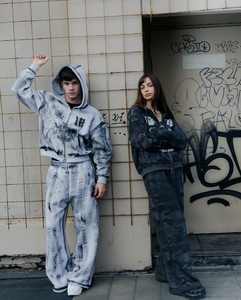 ชุดวอร์มผ้าเกล็ดปลาแบบรูดซิปสำหรับผู้ชายเสื้อฮู้ดทรงหลวมมีฮู้ดพิมพ์ลายกราฟิกสำหรับผู้ชาย - Product Image 5