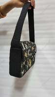 Pochette de soirée noire perlée, style céleste, indienne moderne, entièrement faite à la main, pour femme, de luxe, de créateur, pour mariage