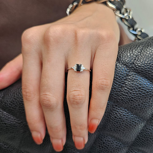 Nueva moda anillo de aleación de cobre Rectangular negro ónix circón Esmeralda perla corte circón cúbico racimo Diamante Negro dedo joyería - Product Image 4